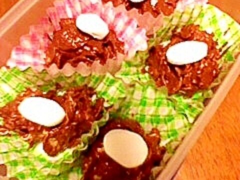 マシュマロとコーンフレークのチョコロック